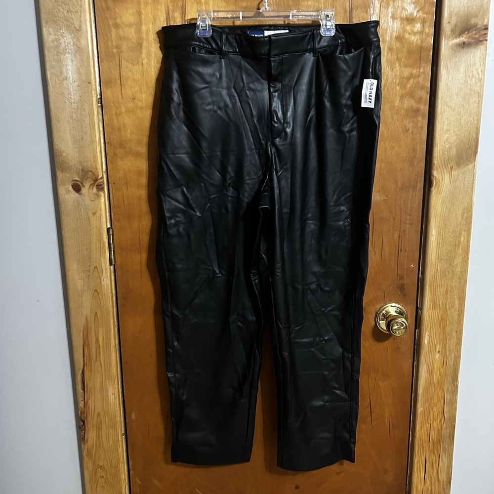 Old Navy‎ Womens High-Rise Pixie Straight Faux Leather Pants Size 18 Tall